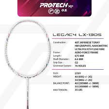 PROTECH LEGACY LX-130S 4U (WHITE/BLUE/PINK) BADMINTON RACQUET