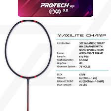 PROTECH MAXILITE CHAMP 6U (BLACK/RED) BADMINTON RACQUET