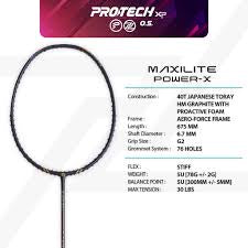 PROTECH MAXILITE POWER-X 5U (BLACK/GOLD) BADMINTON RACQUET