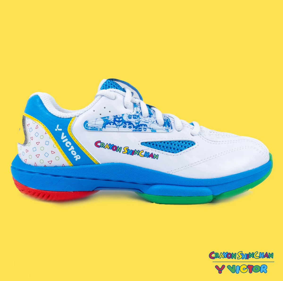 VICTOR X CRAYON SHINCHAN JUNIOR A39JRCS (AF) BADMINTON SHOES (WHITE/ BRILLIANT BLUE)