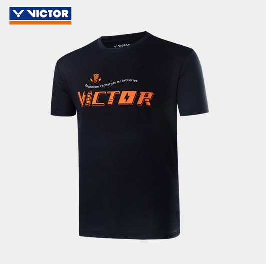 VICTOR T-35009C BADMINTON SHIRT (BLACK/ORANGE)