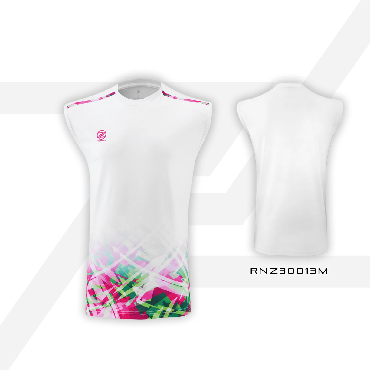 PROTECH DRY FIT TOURNAMENT SLEEVELESS BADMINTON JERSEY (RNZ-30013M) (WHITE)