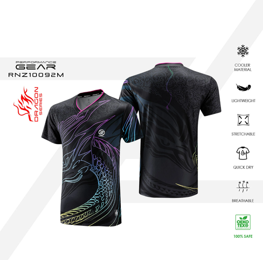 PROTECH DRAGON SERIES DRY FIT BADMINTON TOURNAMENT JERSEY (RNZ-10092M) (BLACK)