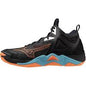 MIZUNO WAVE MOMENTUM 3 MID (U) V1GA231706 SHOES (BLACK/NEON FLAME/PEACOCK BLUE)