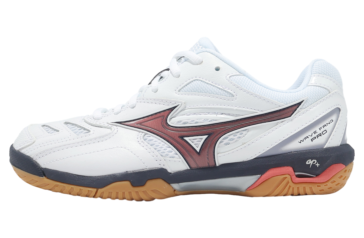 MIZUNO WAVE FANG PRO 71GA210085 BADMINTON SHOES (WHITE/BARITONE BLUE/CALYPSO CORAL)