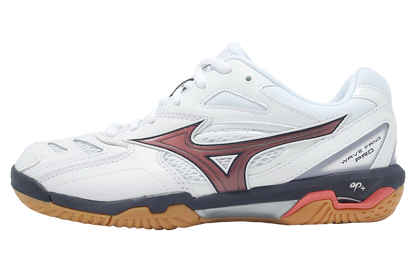 MIZUNO WAVE FANG PRO 71GA210085 BADMINTON SHOES (WHITE/BARITONE BLUE/CALYPSO CORAL)