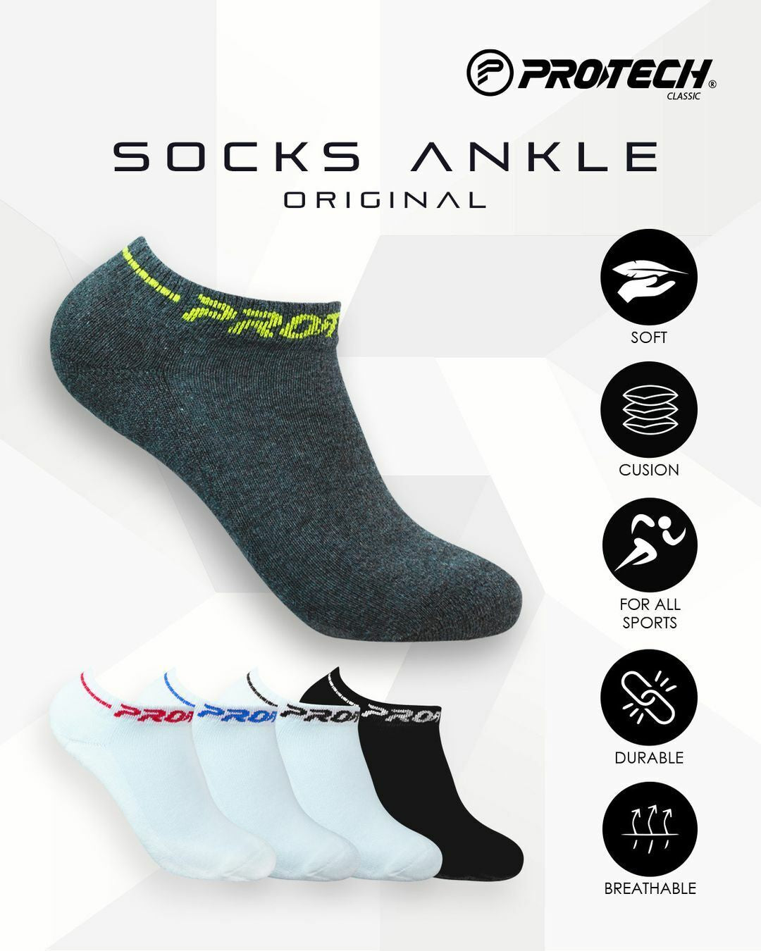 PROTECH ATHLETIC ANKLE SOCKS